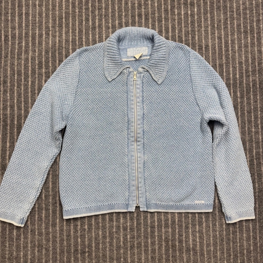 Blue Willis Mens XL Full Zip Indigo Cotton Knit Sweater Jacket Blue Denmark